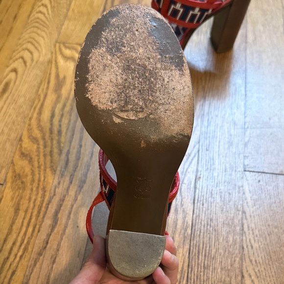 Tory Burch Stylish Red and Navy Women's Sandals - Picture 4 of 7